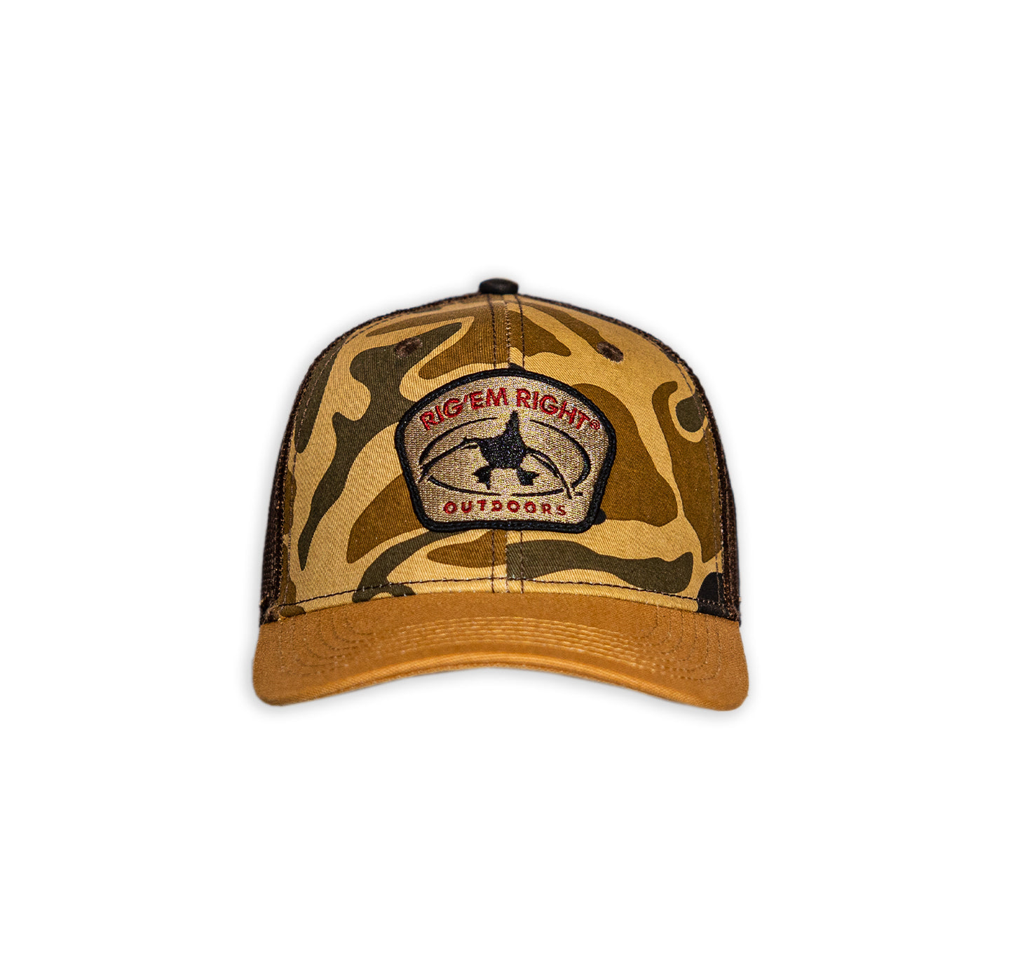 Rig'Em Right Old School Camo Hat - Duck Logo